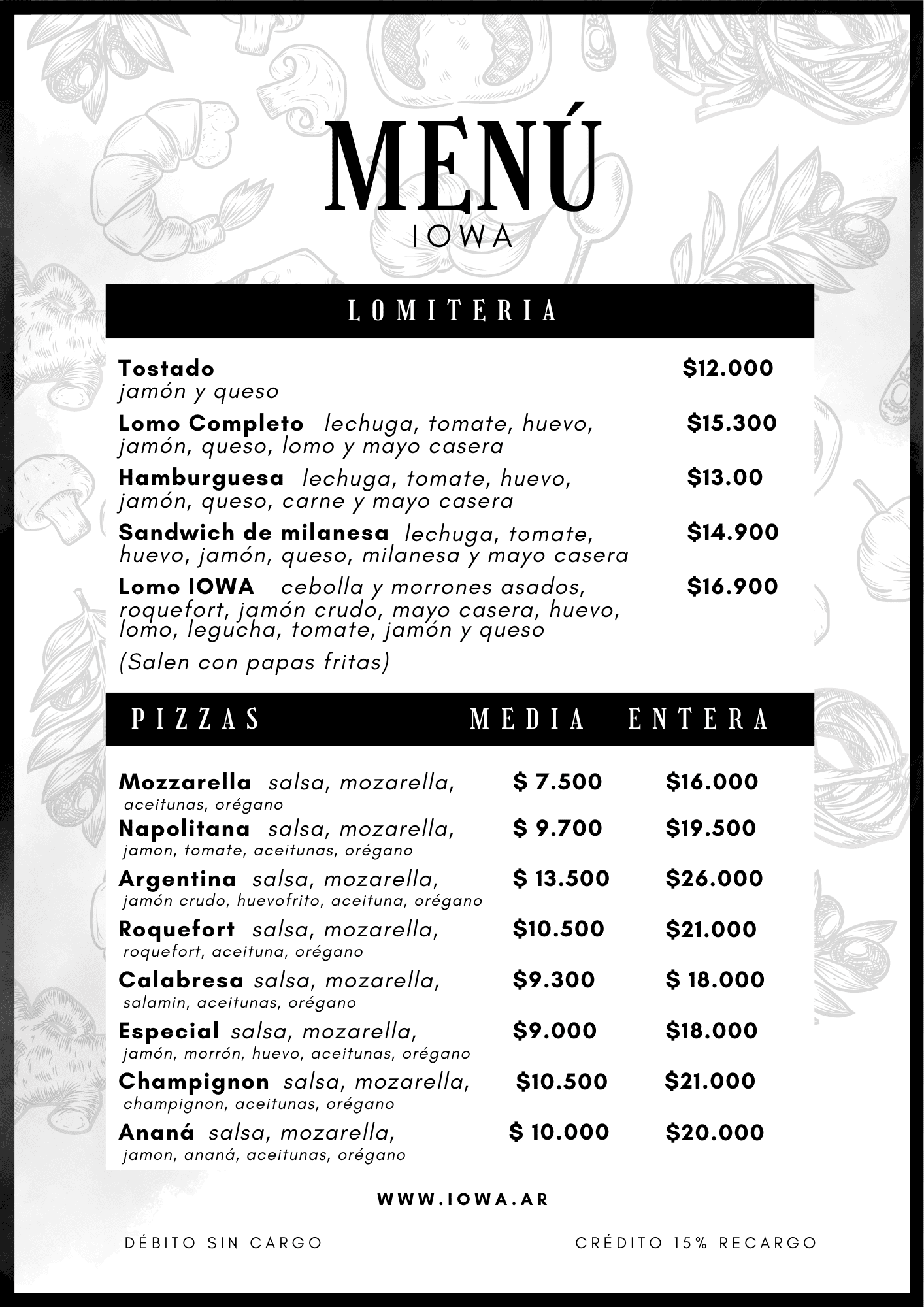 Menú - Lomitería y Pizzas